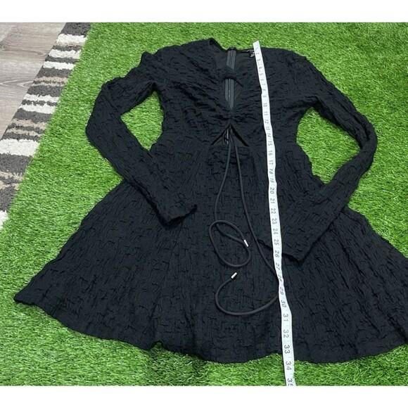 SABINA MUSAYEV Black Crinkly Cut-Out Agnes Mini Dress SZ 12 - Picture 6 of 11